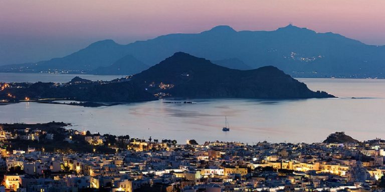 naxos town view above sunset galaxy hotel